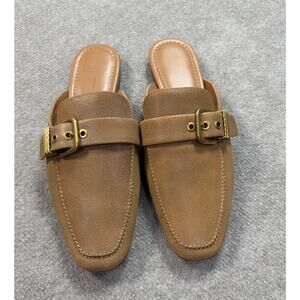 Dolce Vita Cognac Tan Leather Buckle Mule Loafers